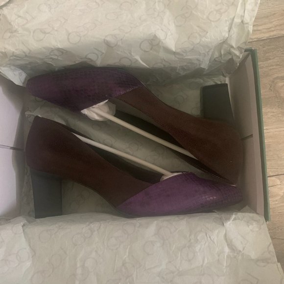 NWT LORI GOLDSTEIN KATE LEATHER COLOR BLOCK HEEL 8 - Picture 4 of 12